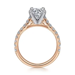 Best Gabriel & Co. Erica - 14K White-Rose Gold Round Diamond Engagement Ring