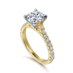 Sale Gabriel & Co. Erica - 14K White-Yellow Gold Round Diamond Engagement Ring