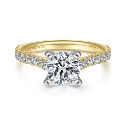 Hot Gabriel & Co. Erica - 14K White-Yellow Gold Round Diamond Engagement Ring