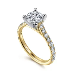 Hot Gabriel & Co. Erica - 14K White-Yellow Gold Round Diamond Engagement Ring