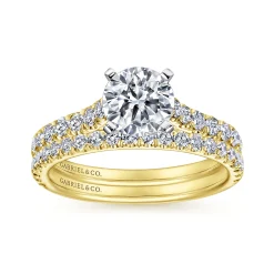 Hot Gabriel & Co. Erica - 14K White-Yellow Gold Round Diamond Engagement Ring