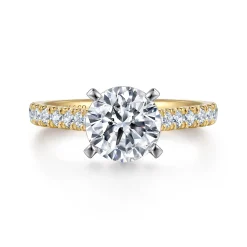 Clearance Gabriel & Co. Erica - 14K White-Yellow Gold Round Diamond Engagement Ring
