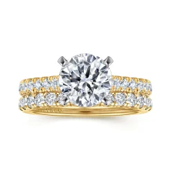 Clearance Gabriel & Co. Erica - 14K White-Yellow Gold Round Diamond Engagement Ring