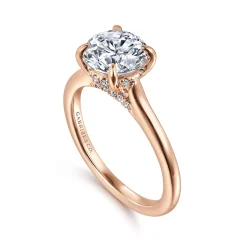 New Gabriel & Co. Ericka - 14K Ros+D145e Gold Round Diamond Engagement Ring