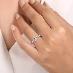 New Gabriel & Co. Ericka - 14K Ros+D145e Gold Round Diamond Engagement Ring