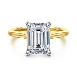 Hot Gabriel & Co. Ericka - 14K White and Yellow Gold Emerald Cut Diamond Engagement Ring