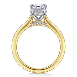 Clearance Gabriel & Co. Ericka - 14K White and Yellow Gold Emerald Cut Diamond Engagement Ring