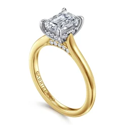 Clearance Gabriel & Co. Ericka - 14K White and Yellow Gold Emerald Cut Diamond Engagement Ring