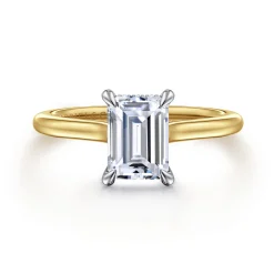 Clearance Gabriel & Co. Ericka - 14K White and Yellow Gold Emerald Cut Diamond Engagement Ring