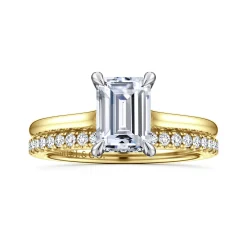 Clearance Gabriel & Co. Ericka - 14K White and Yellow Gold Emerald Cut Diamond Engagement Ring