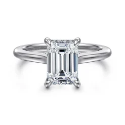 New Gabriel & Co. Ericka - 14K White Gold Emerald Cut Diamond Engagement Ring