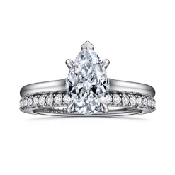 New Gabriel & Co. Ericka - 14K White Gold Pear Shape Diamond Engagement Ring
