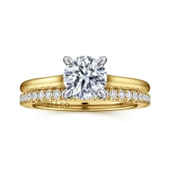 Outlet Gabriel & Co. Ericka - 14K White-Yellow Gold Round Diamond Engagement Ring