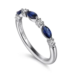 Online Gabriel & Co. Erin - 14K White Gold Marquise Sapphire and Diamond Anniversary Band - 0.09 ct