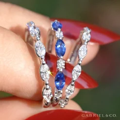 Online Gabriel & Co. Erin - 14K White Gold Marquise Sapphire and Diamond Anniversary Band - 0.09 ct