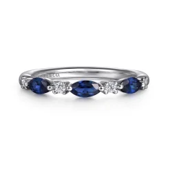 Online Gabriel & Co. Erin - 14K White Gold Marquise Sapphire and Diamond Anniversary Band - 0.09 ct