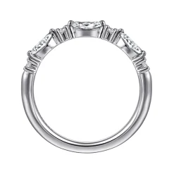 Clearance Gabriel & Co. Erin - 14K White Gold Share prongs Marquise and Round Diamond Anniversary Band - 0.55 ct