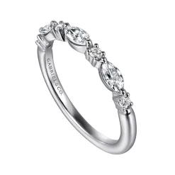 Clearance Gabriel & Co. Erin - 14K White Gold Share prongs Marquise and Round Diamond Anniversary Band - 0.55 ct