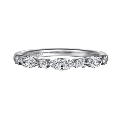 Clearance Gabriel & Co. Erin - 14K White Gold Share prongs Marquise and Round Diamond Anniversary Band - 0.55 ct