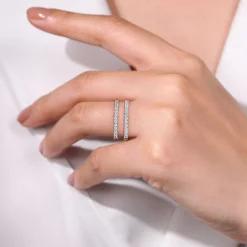 New Gabriel & Co. Esmeralda - 14K White Gold Diamond Ring Enhancer - 0.5 ct