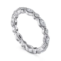 Sale Gabriel & Co. Esperanza - 14K White Gold Double Prongs Marquise and Round Diamond Eternity Band - 0.8 ct
