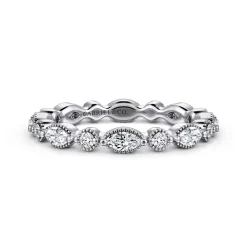 Sale Gabriel & Co. Esperanza - 14K White Gold Double Prongs Marquise and Round Diamond Eternity Band - 0.8 ct