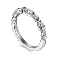 Hot Gabriel & Co. Esperanza - 14K White Gold Marquise and Round Diamond Anniversary Band - 0.6 ct