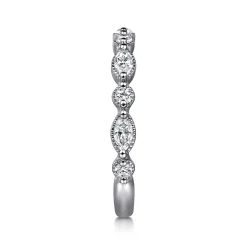 Sale Gabriel & Co. Esperanza - 14K White Gold Vintage Inspired Marquise and Round Diamond Anniversary Band - 0.5 ct