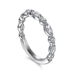 Sale Gabriel & Co. Esperanza - 14K White Gold Vintage Inspired Marquise and Round Diamond Anniversary Band - 0.5 ct
