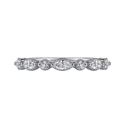 Sale Gabriel & Co. Esperanza - 14K White Gold Vintage Inspired Marquise and Round Diamond Anniversary Band - 0.5 ct