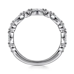 Sale Gabriel & Co. Esperanza - 14K White Gold Vintage Inspired Marquise and Round Diamond Anniversary Band - 0.5 ct