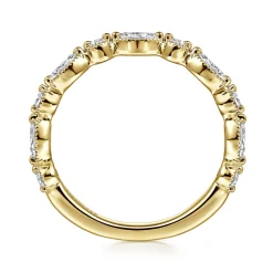 Clearance Gabriel & Co. Esperanza - 14K Yellow Gold Double Prongs Marquise and Round Diamond Anniversary Band - 0.5 ct
