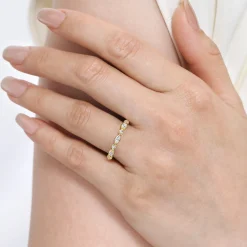 Clearance Gabriel & Co. Esperanza - 14K Yellow Gold Double Prongs Marquise and Round Diamond Anniversary Band - 0.5 ct