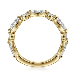 Outlet Gabriel & Co. Esperanza - 14K Yellow Gold Double Prongs Marquise and Round Diamond Anniversary Band - 0.9 ct