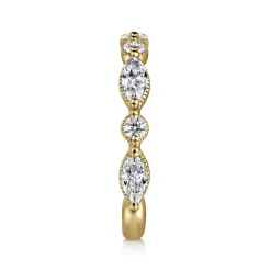 Outlet Gabriel & Co. Esperanza - 14K Yellow Gold Double Prongs Marquise and Round Diamond Anniversary Band - 0.9 ct