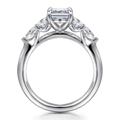 Hot Gabriel & Co. Estefani - 14K White Gold Emerald Cut Diamond Engagement Ring