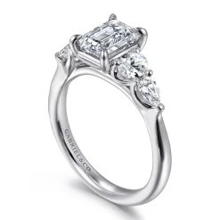Hot Gabriel & Co. Estefani - 14K White Gold Emerald Cut Diamond Engagement Ring