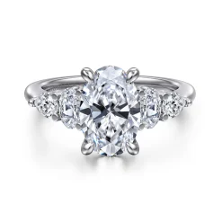 Discount Gabriel & Co. Estefani - 14K White Gold Oval Diamond Engagement Ring