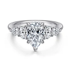 Discount Gabriel & Co. Estefani - 14K White Gold Pear Shape Diamond Engagement Ring