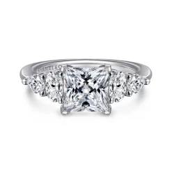 Outlet Gabriel & Co. Estefani - 14K White Gold Princess Cut Diamond Engagement Ring