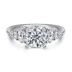 Discount Gabriel & Co. Estefani - 14K White Gold Round Diamond Engagement Ring