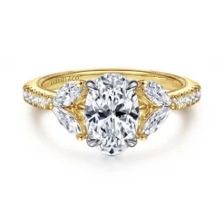 Clearance Gabriel & Co. Estrelle - 14K Yellow Gold Oval Diamond Engagement Ring