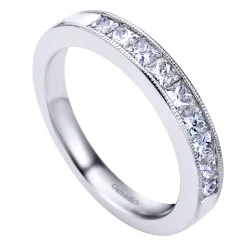 Hot Gabriel & Co. Estrie - 14K White Gold Princess Cut 9 Stone Channel Set Diamond Wedding Band - 0.7 ct