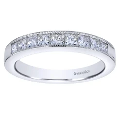 Hot Gabriel & Co. Estrie - 14K White Gold Princess Cut 9 Stone Channel Set Diamond Wedding Band - 0.7 ct