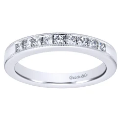 Hot Gabriel & Co. Estrie - 14K White Gold Princess Cut 9 Stone Channel Set Diamond Wedding Band - 0.48 ct