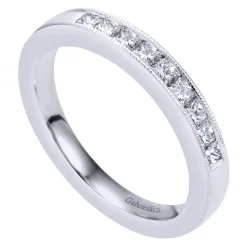 Hot Gabriel & Co. Estrie - 14K White Gold Princess Cut 9 Stone Channel Set Diamond Wedding Band - 0.48 ct