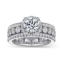 Sale Gabriel & Co. Ethel - 14K White Gold Round Diamond Engagement Ring