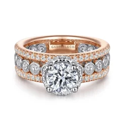 New Gabriel & Co. Ethel - 14K White-Rose Gold Round Diamond Engagement Ring