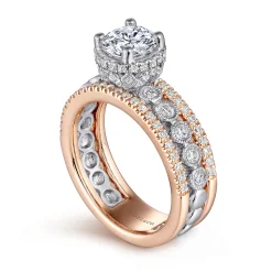 New Gabriel & Co. Ethel - 14K White-Rose Gold Round Diamond Engagement Ring