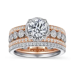 New Gabriel & Co. Ethel - 14K White-Rose Gold Round Diamond Engagement Ring